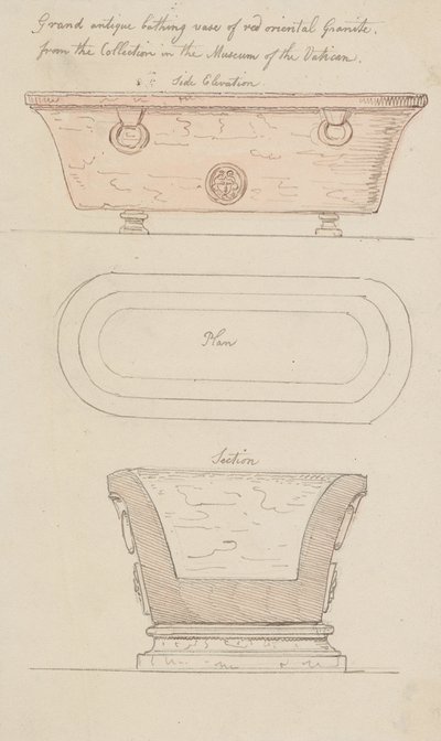 Vörös gránitból készült fürdőváza, Vatikán alkotó: Thomas Rowlandson