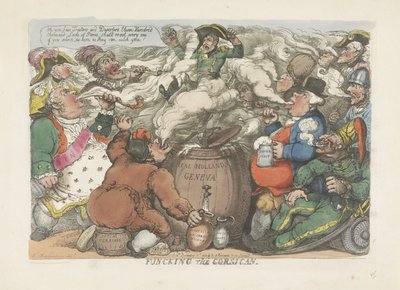 A korzikaiak füstölése, 1813 Funcking a korzikai (cím a tárgyon) alkotó: Thomas Rowlandson