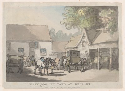 Black Dog Inn Yard Belfontban, 1785-87., 1785-87. alkotó: Thomas Rowlandson