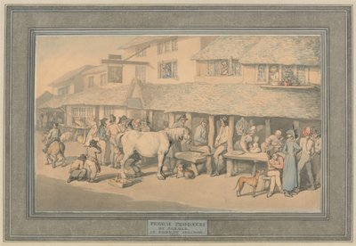 Bodmin, Cornwall: feltételes szabadlábra helyezett francia foglyok alkotó: Thomas Rowlandson