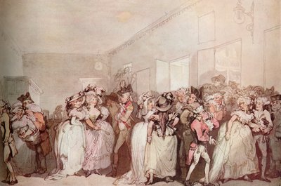 „Box Lobby Loungers of 1785”, c1785 alkotó: Thomas Rowlandson
