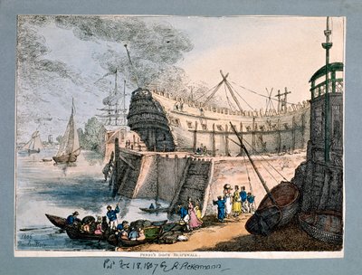 Brunswick Dock, Blackwall, London, 1806 alkotó: Thomas Rowlandson