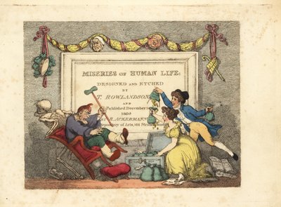 Kalligrafikus címlap a Halálcsontváz matricájával a alkotó: Thomas Rowlandson