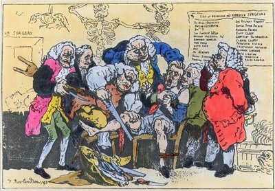 Karikatúra grúz sebészekről munka közben alkotó: Thomas Rowlandson
