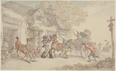 Lócsere egy francia fogadóban alkotó: Thomas Rowlandson