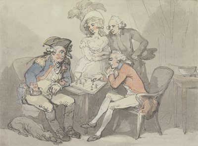 Sakkmatt, 1790 körül (akvarell és tinta grafit felett, papíron) alkotó: Thomas Rowlandson