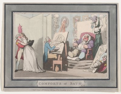 Fürdő kényelmei, 6. tábla, 1798. január 6., 1798. január 6. alkotó: Thomas Rowlandson