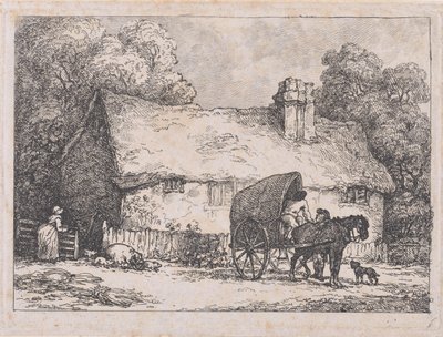 Vidéki ház szekérrel és disznókkal alkotó: Thomas Rowlandson