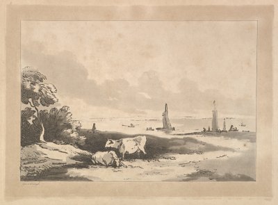 Tehenek és tengeri táj, 1783-89. alkotó: Thomas Rowlandson