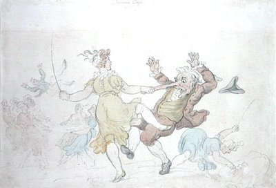 Táncoló kutyák (toll és tus akvarellel papíron) alkotó: Thomas Rowlandson