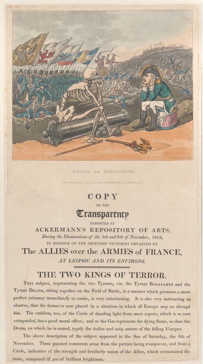 Halál és Bonaparte, A terror két királya, 1814. január 1., 1814. január 1. alkotó: Thomas Rowlandson