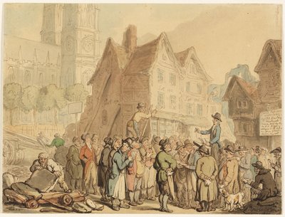 Régi házak lebontása a Westminster Abbey északi részén alkotó: Thomas Rowlandson