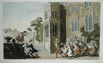 A Doctor Syntax and the Bees, William Combe „The Tour of Dr Syntax in search of the festői” című művéből, 1812-ben (akvatinta) alkotó: Thomas Rowlandson