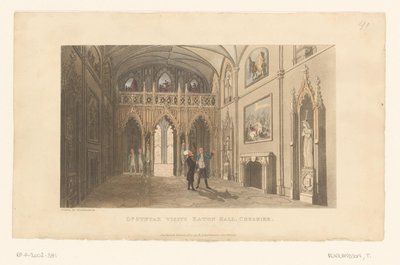 Doctor Syntax ellátogat az Eaton Hallba, Cheshire-ben alkotó: Thomas Rowlandson