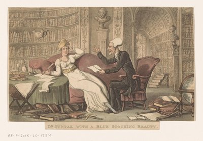 Orvos szintaxis egy nővel a könyvtárban dr. Szintaxis kék harisnya szépséggel (cím a tárgyon) alkotó: Thomas Rowlandson