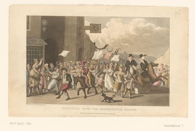 Doctor Syntax a lován lovagol, miközben egy charivari kíséri alkotó: Thomas Rowlandson