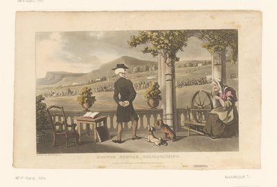 Doctor Syntax egy felvonulást bámul a tájban alkotó: Thomas Rowlandson