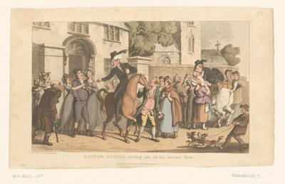 Doctor Syntax lován elindul a faluból alkotó: Thomas Rowlandson