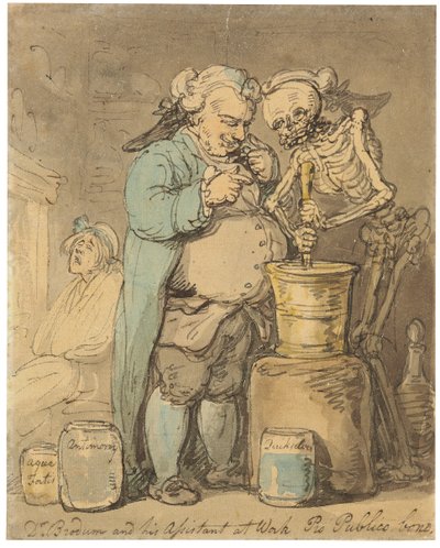 Dr. Brodum és asszisztense, mint Work Pro Bono Publico alkotó: Thomas Rowlandson