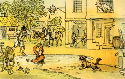 "Dr. Syntax szórakozott Pat-el a tóban" alkotó: Thomas Rowlandson