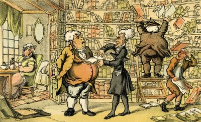 "Dr. szintaxis és könyvkereskedő" alkotó: Thomas Rowlandson