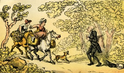 "Dr. szintaxist fához kötöttek az autópályások" alkotó: Thomas Rowlandson