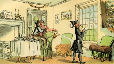 "Dr. Syntax másolja az ablak szellemét" alkotó: Thomas Rowlandson