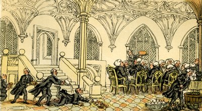 "Dr. Syntax szórakozott az egyetemen" alkotó: Thomas Rowlandson