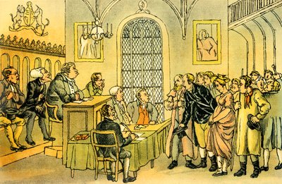 "Dr. Syntax a bíróságon" alkotó: Thomas Rowlandson