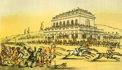 "Dr. Syntax elveszti a pénzét a yorki versenypályán" alkotó: Thomas Rowlandson
