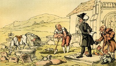 "Dr. Syntax meditál a sírköveken" alkotó: Thomas Rowlandson