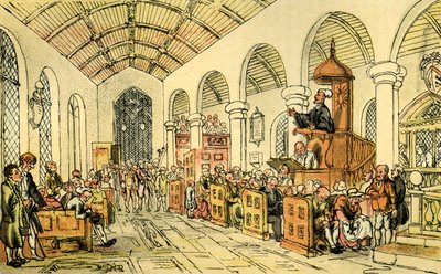 "Dr. Syntax prédikáció" alkotó: Thomas Rowlandson