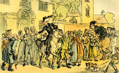 "Dr. Syntax második körútjára indul" alkotó: Thomas Rowlandson