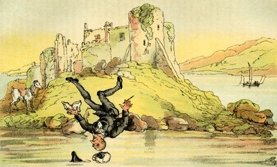 "Dr. Syntax zuhan a vízbe" alkotó: Thomas Rowlandson