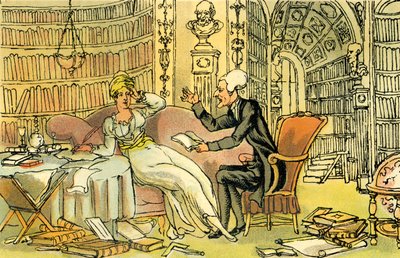 "Dr. Syntax egy kék harisnya szépséggel" alkotó: Thomas Rowlandson