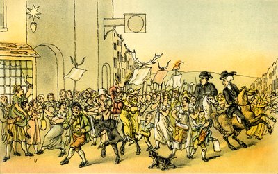 "Dr. Syntax a Skimington lovasokkal" alkotó: Thomas Rowlandson