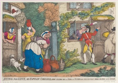 Dying for Love, avagy óvatlan kapitány, egy tizenöt éves lány, aki váratlanul feldob..., 1810. alkotó: Thomas Rowlandson