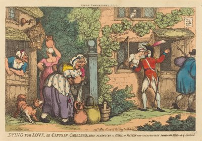 Dying for Love, vagy Careless kapitány repül egy tizenöt éves lánytól, akinek váratlanul kipattant a feje a szekrényből alkotó: Thomas Rowlandson