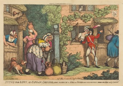 Halál a szerelemért, avagy Careless kapitányt lelőtte egy tizenöt éves lány, aki váratlanul kidugta a fejét az ablakon alkotó: Thomas Rowlandson