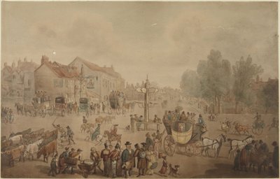 Elephant and Castle Inn, Newington alkotó: Thomas Rowlandson