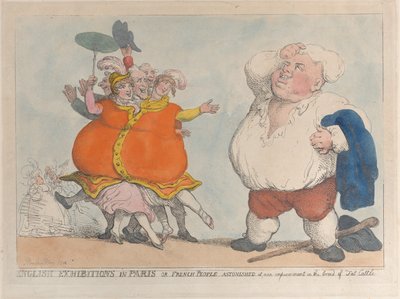 Angol kiállítások Párizsban avagy A franciák, akik csodálkoznak a fajtánk fejlődésén, 1812. alkotó: Thomas Rowlandson