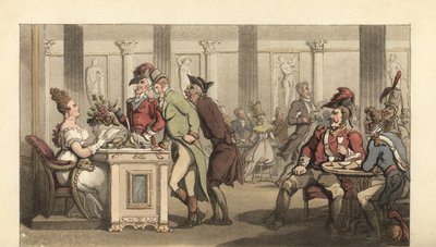 Angol úriember flörtöl a vásári Limonadierrel egy párizsi kávézóban alkotó: Thomas Rowlandson