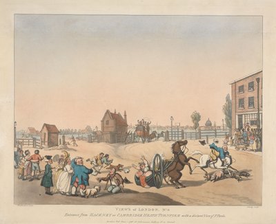 Bejárat a Hackney vagy a Cambridge Heath Turnpike felől (6. szám) alkotó: Thomas Rowlandson