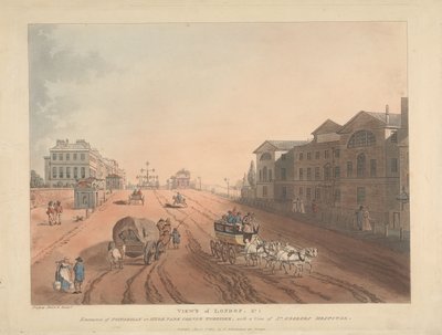 A Piccadilly vagy a Hyde Park Corner Turnpike bejárata (1. szám) alkotó: Thomas Rowlandson