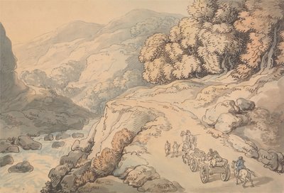 A Conwy-folyó vízesései, Észak-Wales alkotó: Thomas Rowlandson