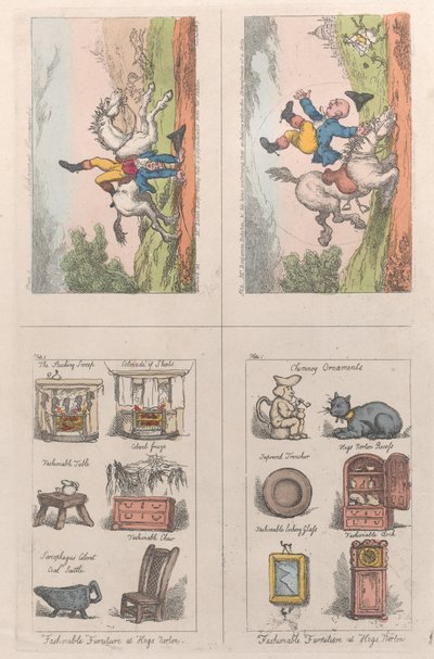 Divatos bútorok Hogs Nortonnál, Mathematical Horsemanship, 1809., 1809 alkotó: Thomas Rowlandson