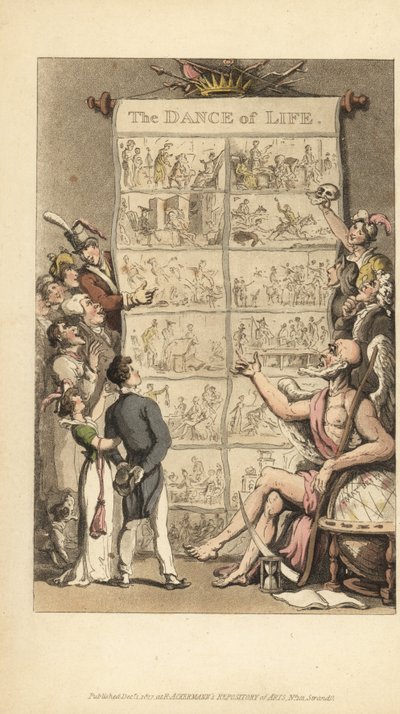 Father Time férfiak és nők életjeleneteit mutatja be alkotó: Thomas Rowlandson