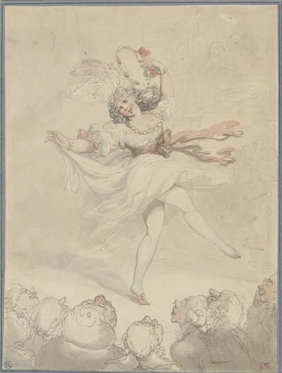 Női táncos tamburával alkotó: Thomas Rowlandson