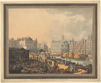 Feyge-gát, az amszterdami halpiac egy részével alkotó: Thomas Rowlandson
