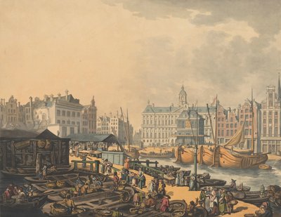 Feyge-gát, az amszterdami halpiac egy részével, 1797. alkotó: Thomas Rowlandson